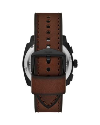 Machine Chronograph Brown Leather Watch, 44mm