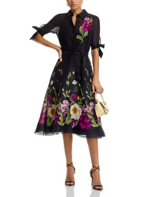 Floral Border Print Shirt Dress