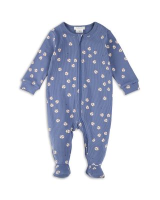 Petit Lem Football Print on Vintage Indigo Footed Sleeper
