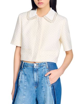Sandro - Short Sleeve Rhinestone Jacket