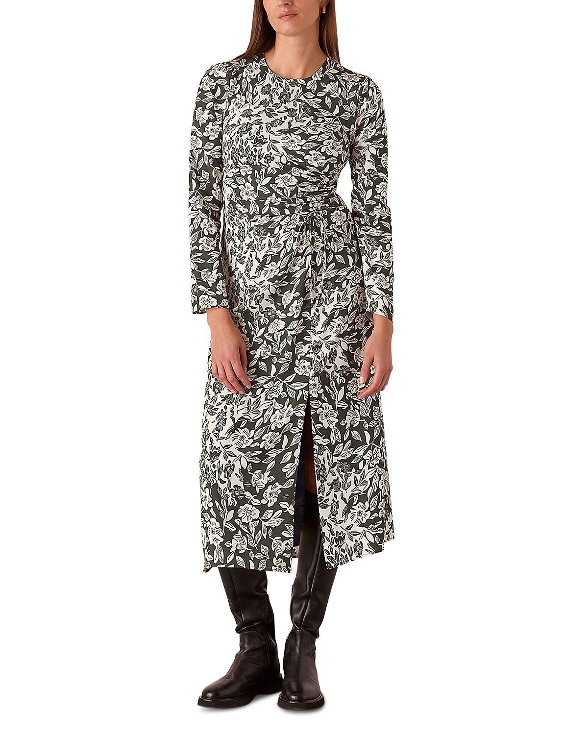 Whistles Cut Stems Ruched Side Dress