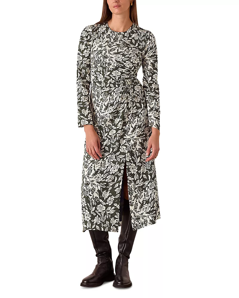 Whistles Cut Stems Ruched Side Dress