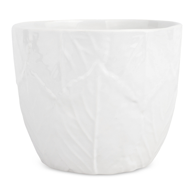 Vietri Viva Garden Embossed Leaves Cachepot In White