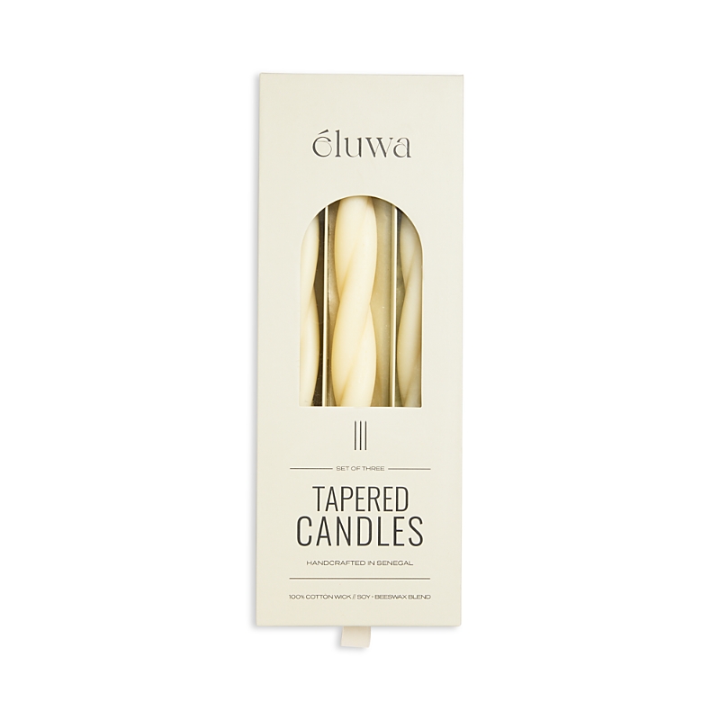Éluwa Studio Ikome Thick Tapered Twist Candle, 3 Pack In Ivory