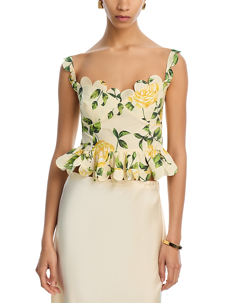 Oscar De La Renta Peplum Top In Yellow