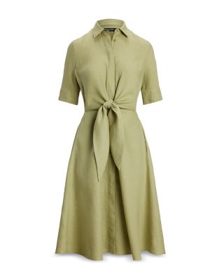 Petites Linen Tie Front Shirt Dress
