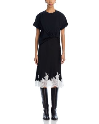 Draped Slip Combo Cotton T-Shirt Dress