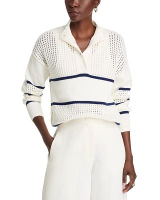 T Tahari - Striped Mixed Knit Sweater