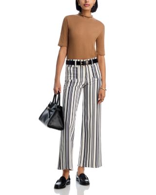 Le Slim High Rise Palazzo Jeans in Navy Stripe