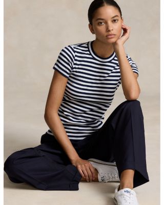 Striped Ribbed Cotton Crewneck Tee