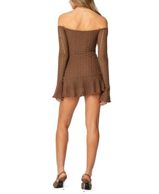 Mya Off Shoulder Textured Mini Dress