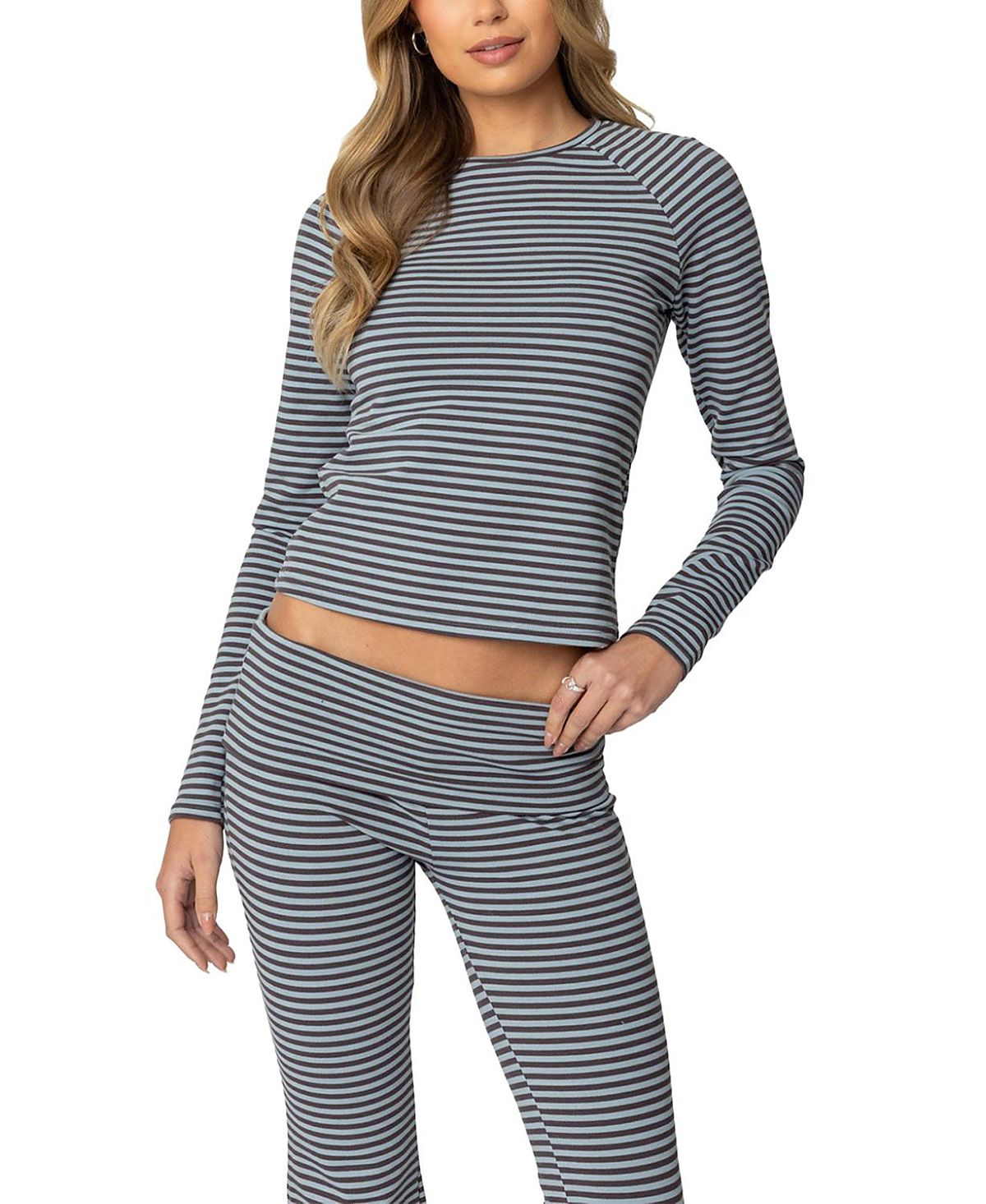Edikted Kaeli Stripey Long Sleeve T Shirt