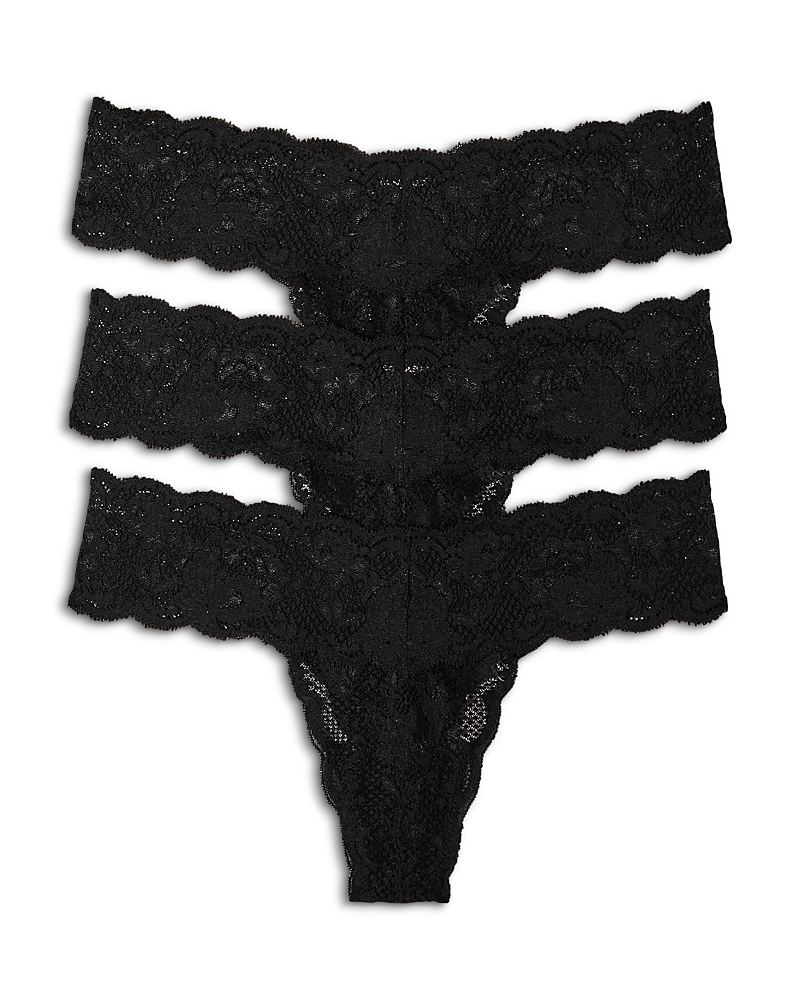 Cosabella Never Say Never Cutie Low-rise Thongs, Set Of 3 In Black/black/black