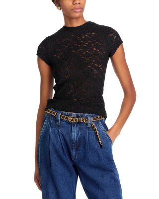 AQUA - Puckered Lace Top - Exclusive