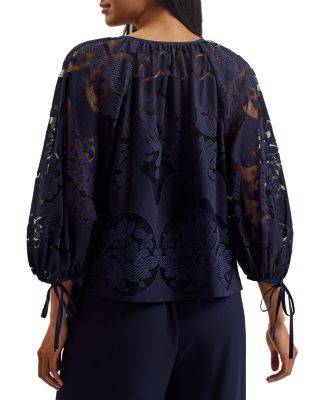 Lace Puffed Sleeve Blouse