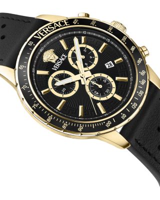 Sport Chronograph Leather Watch, 44mm