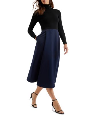 【TED BAKER】フレアスカート ワンピース ネイビー ハイネック Ted Baker Knit Bodice Wrap Skirt Dress | Bloomingdale's Women