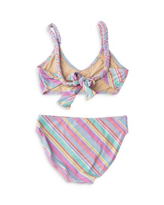 Girls' Diagonal Stripped Two Piece Swimsuit - Little Kid, Big Kid