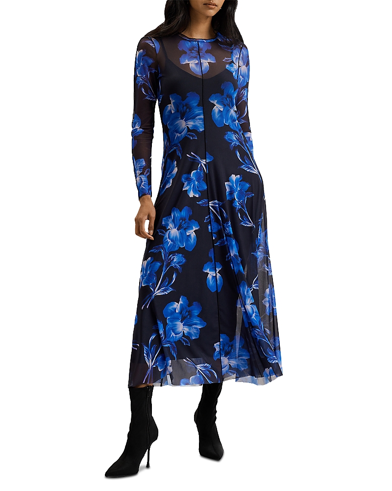 Ted Baker Rozeen Mesh Long Sleeve Printed Dress