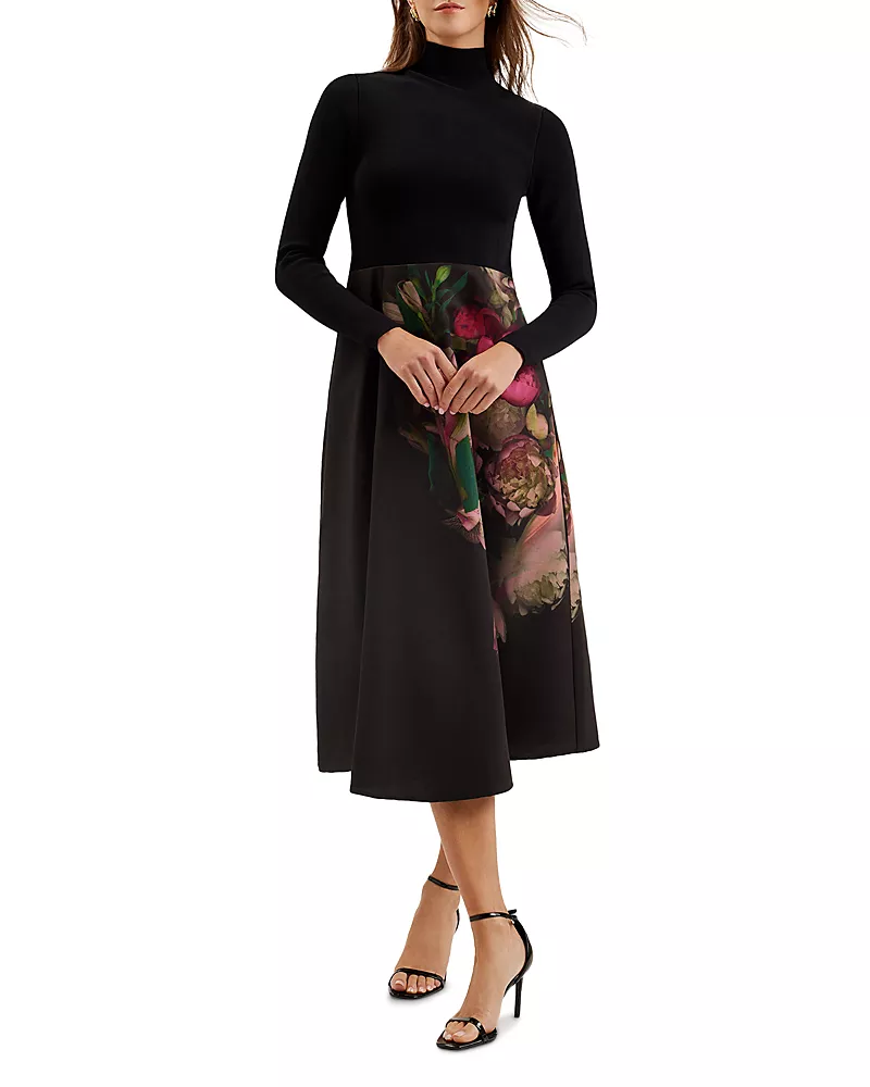Ted Baker Asnes Floral Mixed Media Dress
