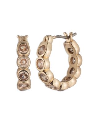 Cubic Zirconia Hoop Earrings, 0.6" diameter