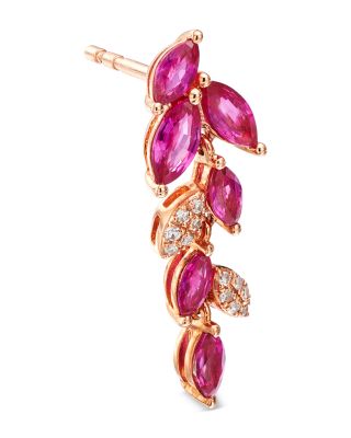 Ruby & Diamond Drop Earrings in 14K Rose Gold