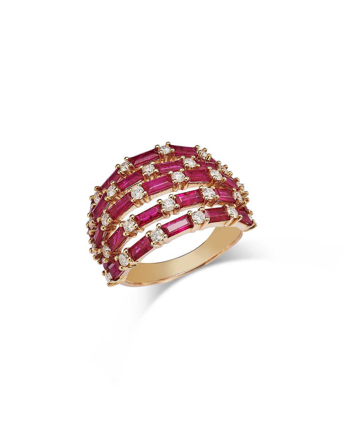 Bloomingdale's Fine Collection Ruby & Diamond Multirow Statement Ring