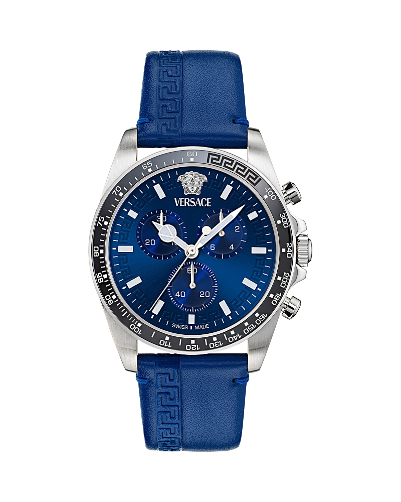Versace Greca Chrono 43mm In Blue/blue