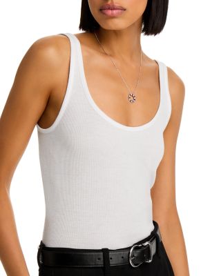 Blue Sapphire & White Sapphire Circle Pendant Necklace in 14K White Gold, 18"