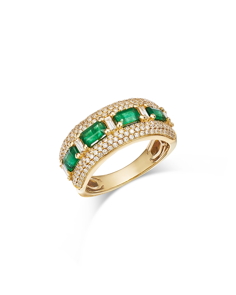Bloomingdale's Fine Collection Emerald & Diamond Pave Ring In 14k Yellow Gold In Gold