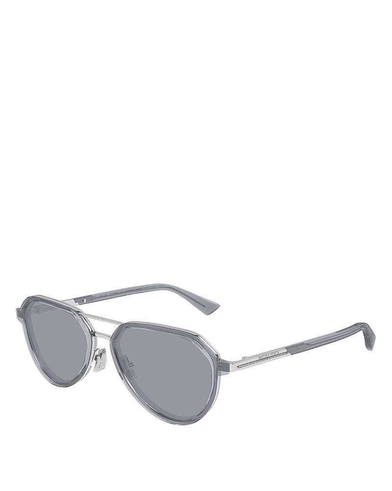Bottega Veneta Pilot Sunglasses, 55mm In Light-blue