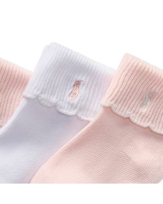 Girls' Scalloped Edge Turn Cuff Socks, Pack of 3 - Baby