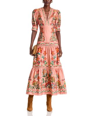 Pink Garden Delight Short Sleeve Maxi Dress