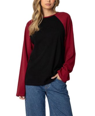 Oversized Raglan Long Sleeve T Shirt