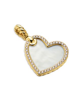 David Yurman - 18K Yellow Gold DY Elements&reg; Mother of Pearl & Diamond Heart Amulet Pendant