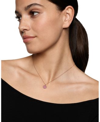 Pav&eacute; Plate Necklace in 18K Rose Gold with Pav&eacute; Pink Sapphires, 16-18"