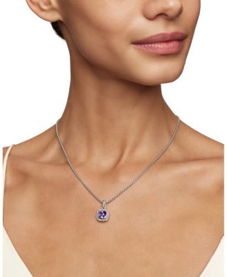 Petite Albion Pendant with Colored Gemstone & Diamonds on Chain