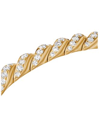 Sculpted Cable Flex Bracelet in 18K Yellow Gold with Diamonds, 5mm