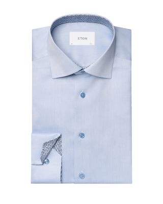Slim Fit Solid Shirt w Geometric Detail