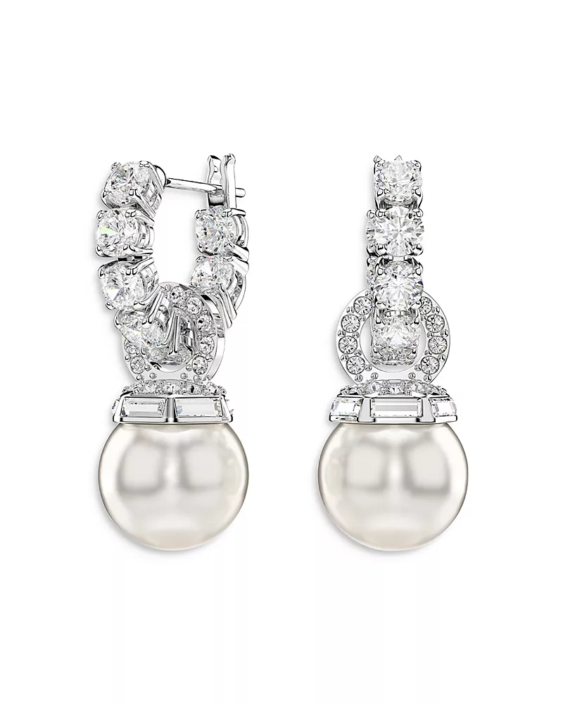 Swarovski Matrix Crystal & Imitation Pearl Drop Earrings