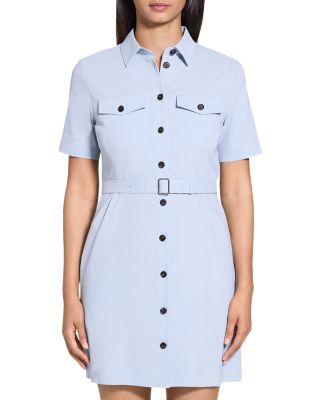 Theory - Linen Blend Military Mini Dress