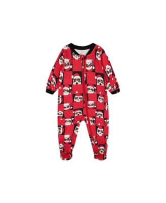 Deux par Deux - Boys' Organic Cotton One Piece Pajama Red Printed Santa - Baby