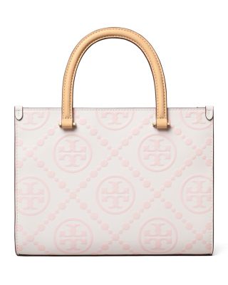 T Monogram Embossed Square Tote