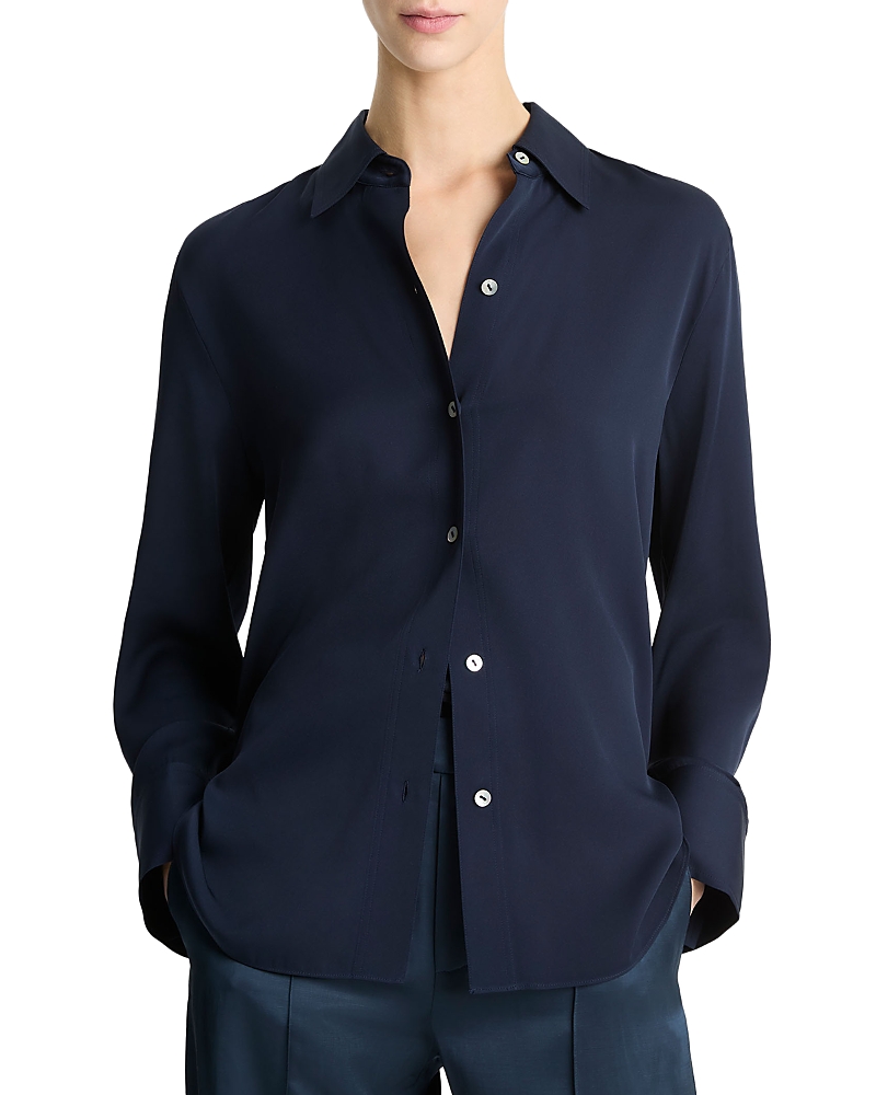Vince Classic Button-front Blouse In Coastal