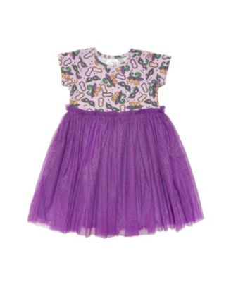 Girls' Mardi Gras Short Sleeve Tutu Dress - Little Kid, Big Kid