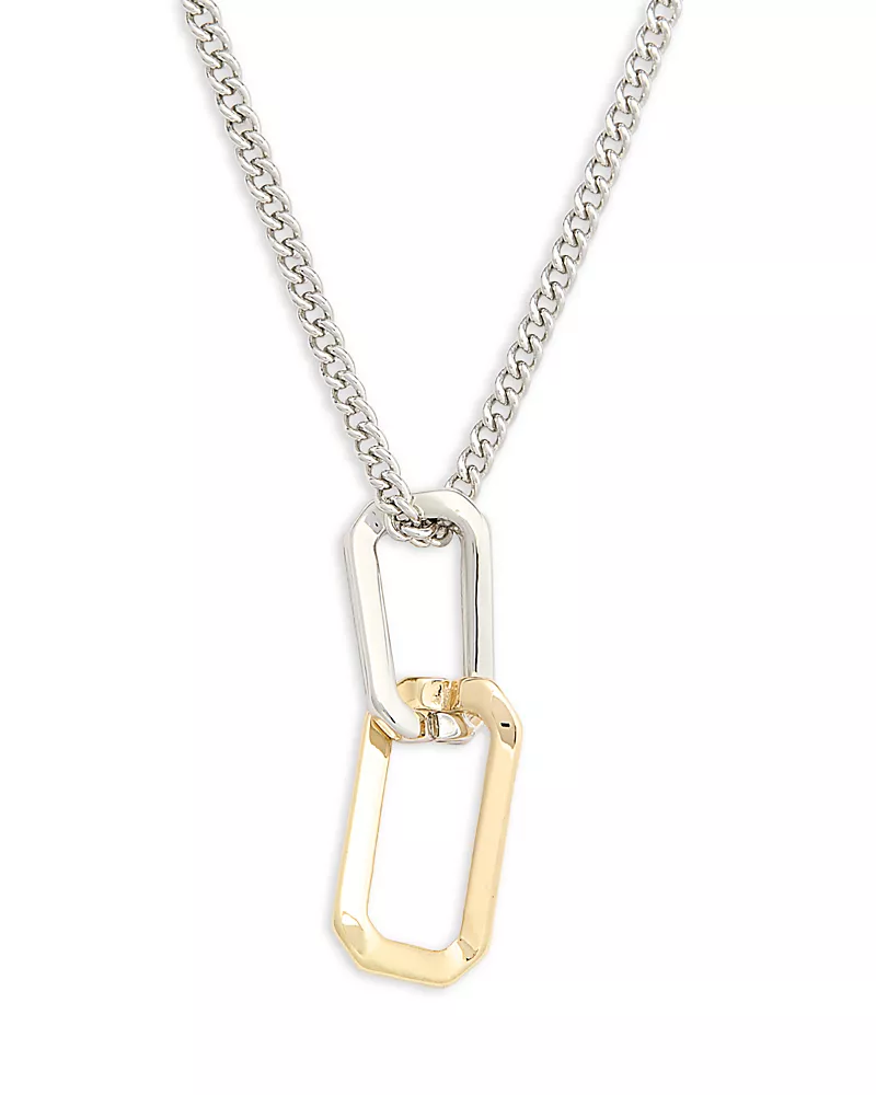Allsaints Signature Two-Tone Hexagon Twist Pendant Necklace, 17