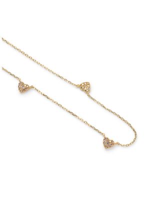  Gold Lab-Grown Diamond Heart Station Necklace