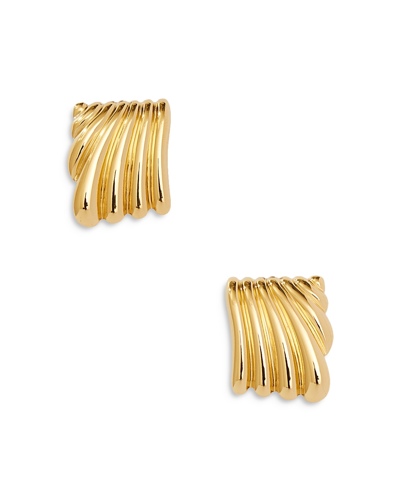 Aqua 8 Other Reasons Wavy Square Stud Earrings - Exclusive