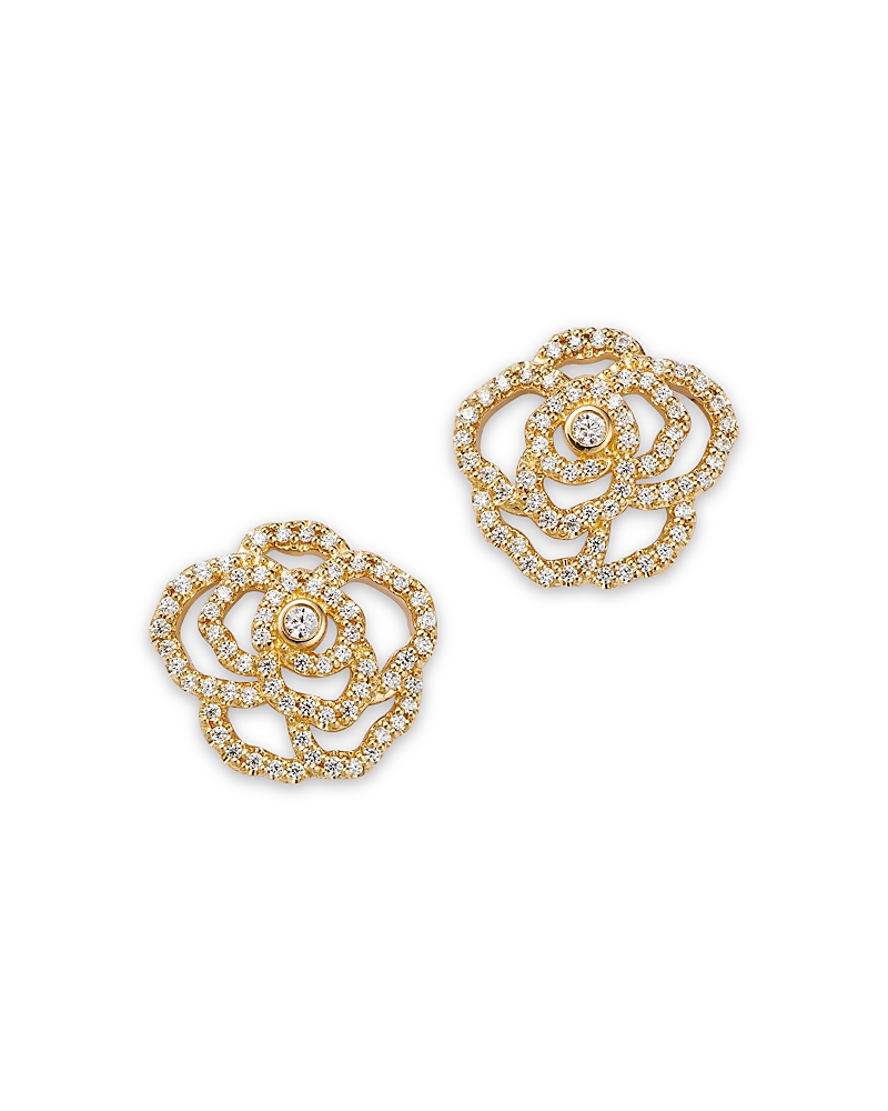 Bloomingdale's Fine Collection Diamond Flower Earrings In 14k Yellow Gold, 0.50 Ct. T. W. In Gold