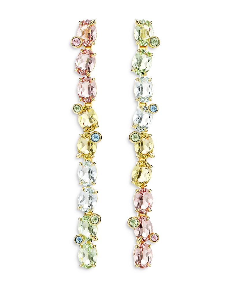 Swarovski Gema Long Gold-plated Crystal Earring In Multi/gold
